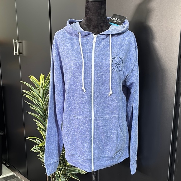 Salt Life Friction Zip Up Hoodie,drawcord,hip pockets,rib knit waist/cuffs,logo - Picture 2 of 9